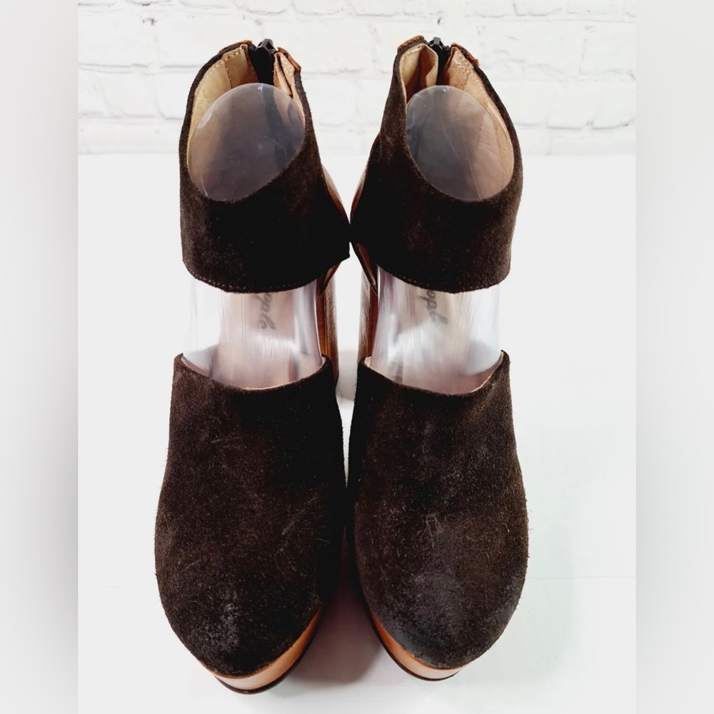 Free People Luxor Platinum Heels Brown Chocolate Suede Size 39.5